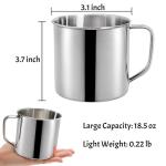 ZAVOOS 6 Pack Stainless Steel Coffee Mug with Handle, 18.5 Oz Metal Camping Coffee Cup, Unbreakable Portable Hiking Cup Tea Water Drinking Cups for Outdoor Travel, Picnics, Hot Cold Drinks