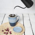 Bosmarlin Ceramic Tea Cup with Infuser and Lid, 13.5 Oz, 4 Colors to Choose, Microwave and Dishwasher Safe, Steeping Tea Mug with Strainer, Reactive Glaze (Blue)