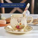 YOLIFE Tea Cups and Saucers Set of 2, Vintage Floral Porcelain Tea Cups with Holder- 8 oz