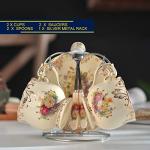 YOLIFE Tea Cups and Saucers Set of 2, Vintage Floral Porcelain Tea Cups with Holder- 8 oz