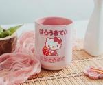 Hello Kitty Sanrio Sipping Strawberry Milk Asian-Style Ceramic Tea Cup | Traditional Japanese-Inspired Mug Without Handle | Holds 9 Ounces