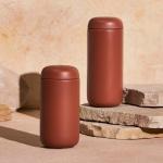 Fellow 16 oz Carter Move Travel Mug - Vacuum-Insulated Stainless Steel Travel Coffee Mug - Coffee Tumbler with Ceramic Interior and Splash Guard - Sienna