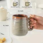 Coffee Mugs, 15oz Ceramic Coffee Cups with Comfortable Handle for Latte, Milk, Cappuccino, Cocoa, Tea Cups for Office and Home, Dishwasher and Microwave Safe, Set for 4, Brown