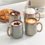 Coffee Mugs, 15oz Ceramic Coffee Cups with Comfortable Handle for Latte, Milk, Cappuccino, Cocoa, Tea Cups for Office and Home, Dishwasher and Microwave Safe, Set for 4, Brown