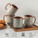 Coffee Mugs, 15oz Ceramic Coffee Cups with Comfortable Handle for Latte, Milk, Cappuccino, Cocoa, Tea Cups for Office and Home, Dishwasher and Microwave Safe, Set for 4, Brown