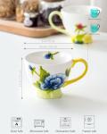 Porcelain Coffee Mugs 16 oz – Froral Tea Cups, Hand-Painted Coffee Cup Set of 2, Perfect for Coffee, Tea, Hot cocoa, Cappuccino, Gifts for Women, Mom, or Friends