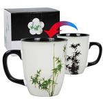 Asmwo Funny Ceramic Magic Heat Color Changing Coffee Mug with Bamboo Printing for Women Personalized White Green Tea Cup Large Mugs for Mom,Girl, Grandma and man 16 oz