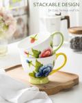 Porcelain Coffee Mugs 16 oz – Froral Tea Cups, Hand-Painted Coffee Cup Set of 2, Perfect for Coffee, Tea, Hot cocoa, Cappuccino, Gifts for Women, Mom, or Friends