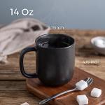 AmorArc 14oz Coffee Mugs Set of 6, Ceramic Coffee Mugs with Large Handle & Wavy Rim for Latte/Hot Cocoa/Tea, Stylish Coffee Mugs for Men Women. Oven,Dishwasher&Microwave Safe, Matte Black