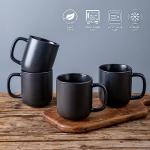AmorArc 14oz Coffee Mugs Set of 6, Ceramic Coffee Mugs with Large Handle & Wavy Rim for Latte/Hot Cocoa/Tea, Stylish Coffee Mugs for Men Women. Oven,Dishwasher&Microwave Safe, Matte Black