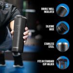 Ice Shaker Insulated Stainless Steel Tumbler | 20 oz, Black | 24+ Hours Cold & 6+ Hours Hot | Removable Straw and Drink Spout | Odor-Free Tumbler Cup Water, Coffee, Tea, Smoothies, Cocktails