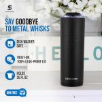 Ice Shaker Insulated Stainless Steel Tumbler | 20 oz, Black | 24+ Hours Cold & 6+ Hours Hot | Removable Straw and Drink Spout | Odor-Free Tumbler Cup Water, Coffee, Tea, Smoothies, Cocktails
