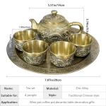 Chinese Gongfu Tea Set,Traditional Teapot Set Including 4 Metal Cups and Tea Tray,Craft Kettle Set for Table Decor (Dragon)
