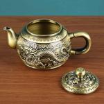 Chinese Gongfu Tea Set,Traditional Teapot Set Including 4 Metal Cups and Tea Tray,Craft Kettle Set for Table Decor (Dragon)