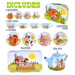 Regal Games Old Macdonald’s Tea Time - Barnyard Animal Designed Kid's Tea Time Set - Includes 1 Teapot, 4 Cups, 4 Saucers, 1 Platter & Storage Case - Ideal Birthday & Easter Gift for Ages 5+