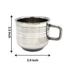 WhopperIndia Coffee Cup Espresso Cup Mug Set of 4, Double Wall Stainless Steel Tea Cups, Reusable & Stackable, Mirror Finish & Dishwasher Safe - 3.3 Ounce each