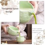 Buucup Matcha Whisk Set, Ceramic Matcha Bowl, Bamboo Whisk, Scoop, Sifter, Tea Towel - 7 Pcs Matcha Kit for Matcha Lovers (Green)