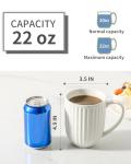 Hasense Extra Large Coffee Mug, 22 OZ Ceramic Coffee Cup with Handle for Men Women, Porcelain Big Tea Cup for Latte Cereal for Home and Office, Microwave Dishwasher Safe, 1PC, Plain