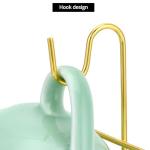 QWORK 6 Pack Gold Tea Cup and Saucer Display Stand Holder Rack for China Coffee Mugs Organizer – Teacup Easel for Kitchen, Dining Room, and Curio Cabinet Displays