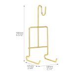 QWORK 6 Pack Gold Tea Cup and Saucer Display Stand Holder Rack for China Coffee Mugs Organizer – Teacup Easel for Kitchen, Dining Room, and Curio Cabinet Displays