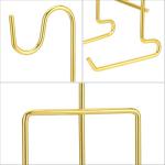 QWORK 6 Pack Gold Tea Cup and Saucer Display Stand Holder Rack for China Coffee Mugs Organizer – Teacup Easel for Kitchen, Dining Room, and Curio Cabinet Displays