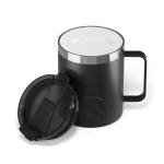 RTIC 12oz Essential Coffee Mug with Lid and Handle, Insulated, Ceramic Lined, Stainless Steel, Metal, Double Wall Vacuum-Insulation, Portable, Travel Cup for Hot and Cold Drink, Black