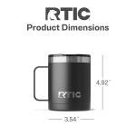RTIC 12oz Essential Coffee Mug with Lid and Handle, Insulated, Ceramic Lined, Stainless Steel, Metal, Double Wall Vacuum-Insulation, Portable, Travel Cup for Hot and Cold Drink, Black