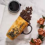 Topadorn Coffee Ceramic Mug Porcelain Latte Tea Cup With Lid 17oz, Novelty Coffee Mugs for Men Women Office & Home Sailboat