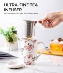 AmorArc Porcelain Tea Mug with Infuser and Lid, 18 Oz Tea Cup with Handle for Loose Leaf Tea, Gift for Tea Lovers of Men and Women