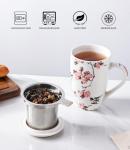 AmorArc Porcelain Tea Mug with Infuser and Lid, 18 Oz Tea Cup with Handle for Loose Leaf Tea, Gift for Tea Lovers of Men and Women