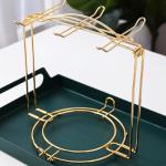 Tea Cups Holder,Gold Metal Coffee Cup Tea Cups Rack,Foldable Organizer for Coffee Cup Spoon and Saucers