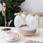 Tea Cups Holder,Gold Metal Coffee Cup Tea Cups Rack,Foldable Organizer for Coffee Cup Spoon and Saucers