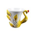 vanki 1 pc Collectable Fine Arts China Porcelain Tea Cup and Saucer Coffee Cup Peacock Theme Romantic Creative Present,Yellow