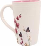Pavilion Gift Company - Always Believe 17-ounce Cup, Floral Pattern Coffee Mug, Butterfly Coffee Cup, Spring Summer Kitchen Ideas, Inspirational Gifts Microwave & Dishwasher Safe, 1 Count, Cream