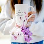 Pavilion Gift Company - Always Believe 17-ounce Cup, Floral Pattern Coffee Mug, Butterfly Coffee Cup, Spring Summer Kitchen Ideas, Inspirational Gifts Microwave & Dishwasher Safe, 1 Count, Cream