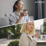 [400 SET]Harvest Pack 12 oz Disposable Coffee Cups, Insulated Ripple Double-Walled Paper Cup with Lid, Black and White Geometric, Tea Hot Chocolate Drinks To go coffee cups