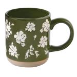 Sweet Water Decor Green Floral Stoneware Coffee Mugs - 14oz Cute Coffee Mugs for Hot & Cold Drinks - Dishwasher & Microwave Safe - Spring Home Decor and Gift - Ideal Tea & Espresso Mugs