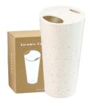 Unique Ceramic Coffee Cup, 18oz Handcraft Built-In-one Lid Coffee Tea Mug, Speckle white