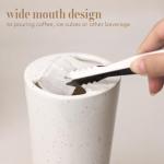 Unique Ceramic Coffee Cup, 18oz Handcraft Built-In-one Lid Coffee Tea Mug, Speckle white