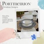 Portmeirion Potter's Mist Breakfast Mug (Set of 4) - 9oz White Ceramic Mugs with Grey Mist Pattern - Microwave, Dishwasher, Freezer Safe Earthenware Mugs for Tea & Coffee Lovers (Grey)