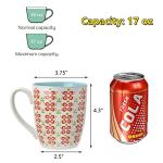 Frcctre 6 Pack Ceramic Coffee Mugs Set, 17 Ounce Large Porcelain Coffee Cups Tea Cups Drinking Cups for Coffees, Tea, Cocoa, Cappuccino, Dishwasher Safe