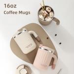 HOORMED 16oz Insulated Coffee Mugs - Office Friendly