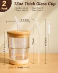 Cute Glass Iced Coffee Cup with Bamboo Lid
