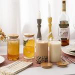 Bamboo-Lid Iced Coffee Glasses with Straws - 2 Pack
