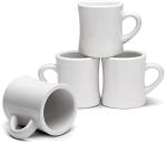 Retro White Diner Coffee Mug Set - 4 Pack