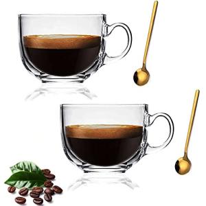 Clear Glass Coffee Mugs Set of 2 – 14.8 oz