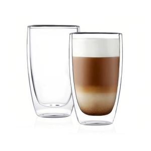 Double Wall Insulated Glass Coffee Cups, Set of 2
