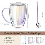 Double Walled Iridescent Glass Coffee Mugs, Set of 2