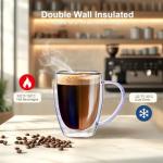 Double Walled Iridescent Glass Coffee Mugs, Set of 2