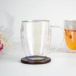 Double Walled Iridescent Glass Coffee Mugs, Set of 2
